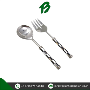 Factory Direct Supply of Superlative Quality Round <b>MOP</b> <b>Handle</b> Salad Serving Set Available at Excellent Market Price - Product Image 2