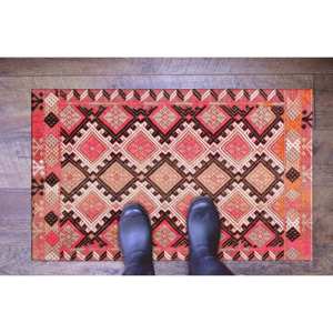 Alfombra Estampada con Diseño Kilim Rosa: Estilo Navajo y Persa Moderno, Alfombra Delgada No Tejida - Product Image 5