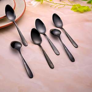 <b>Set</b> of 6 Matte Black Stainless Steel <b>Tea</b> Spoons Elegant Coffee & <b>Tea</b> Tools - Product Image 3