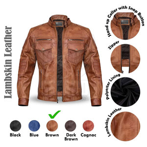 Veste de moto pour homme en cuir véritable, prix imbattable, couleur unie, vente en ligne - Product Image 3