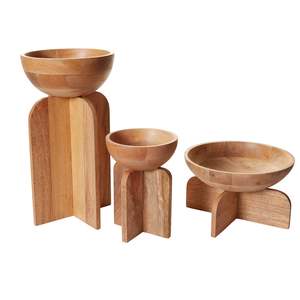 2025 dernier bol à fruits en bois de piédestal de conception - Product Image 4
