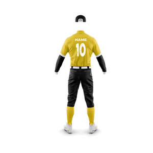 Conjunto de Uniforme de Béisbol Amarillo para Hombre, Número 10, Transpirable, 100% Algodón, Pantalones de Jersey, Corte Regular, Ropa para Todas las Temporadas, Ronpex - Product Image 3