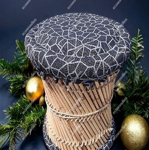 Lot de 2 poufs en osier et rotin faits à la main en bambou naturel pour jardin, restaurant, console intérieure et extérieure avec incrustation d'os, vente en gros - Product Image 4