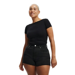 2025 femmes coupe ajustée coton jean Shorts haute qualité Denim matériel respirant et extensible élégant Streetwear mode - Product Image 1