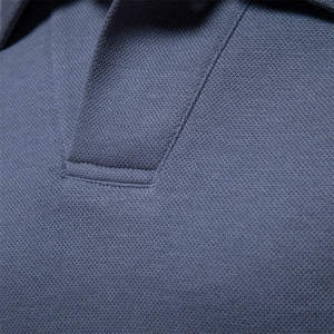 Polo personalizado de moda de manga corta de algodón bordado de manga larga con cuello de plumón de color sólido de retazos nuevo diseño - Product Image 3