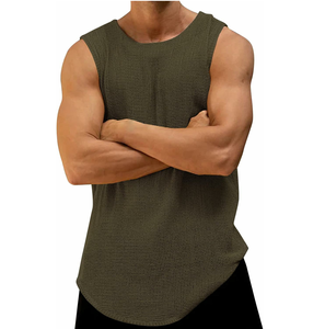 Camiseta sin mangas de malla de color sólido para hombre, camisetas sin mangas transpirables para gimnasio, camisetas sin mangas de alta calidad - Product Image 4