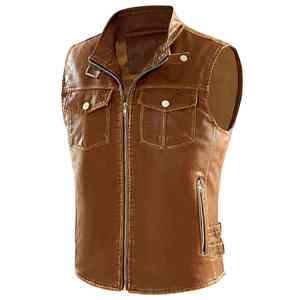 Chaleco de cuero genuino personalizable de alta calidad para hombre, diseño de moda de motorista elegante, chaleco transpirable de alta calidad para hombre - Product Image 2