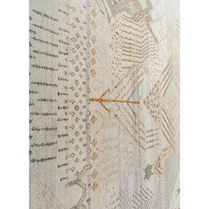 Alfombra Manchaha Lub-121 Azul, Tejida a Mano con Lana y Seda, Rectangular Grande con Patrón Geométrico para Uso Doméstico, para Sala de Estar o Pasillo - Product Image 3