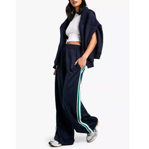 Pantalon de jogging molletonné en coton épais surdimensionné pour femme, collection Hiver 2026, avec logo personnalisé imprimé, décontracté et chaud, pour le sport - Product Image 1