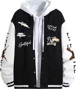 Veste universitaire à capuche personnalisée avec boutons graphiques pour hommes Blousons bombardiers à capuche de baseball Veste en laine à capuche Letterman de haute qualité - Product Image 1