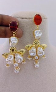 Juego de pendientes colgantes Celeste Bloom elegante diseño ingenioso de latón pesado texturas naturales pendientes colgantes a granel de moda personalizables - Product Image 4