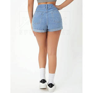 Outdoor Use Breathable and Comfortable Wear <b>Women</b> <b>Jeans</b> Short Plus Size Solid Color <b>Women</b> <b>Jeans</b> Short - Product Image 2