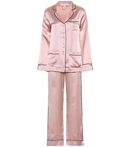 OEM Customized Women Luxury pajama sets Pure Silk Women's Casual Sleepwear loungewear Men's night dresses women's sleepwear