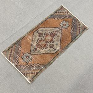 Vintage Turkish Small Rug 1.3x2.9 ft, <b>Brown</b> Animal Print Rug <b>Wool</b> - Product Image 2