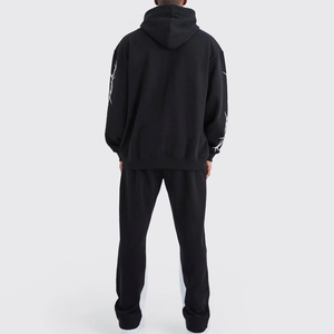 Ensemble de survêtement de haute qualité surdimensionné avec logo imprimé en relief personnalisé, survêtement uni ajusté pour homme - Product Image 3