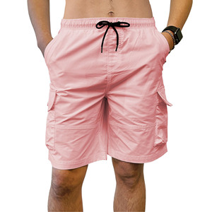 Custom <b>Men's</b> Super Soft Cotton <b>Shorts</b> Elastic Waistband Print Logo Comfort Sweat Street Casual <b>Pink</b> Cotton Cargo <b>Shorts</b> - Product Image 1