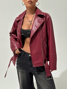 Chaqueta de cuero a cuadros de invierno personalizable de la mejor calidad para mujer piel de vaca con cierre de cremallera OEM suministro al por mayor - Product Image 5