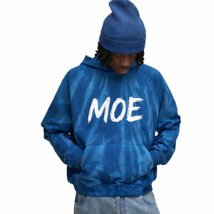 Sudadera con Capucha para Hombre, Estilo Informal, con Acabado Teñido Lavado, Mangas Raglán, Ropa Deportiva de Felpa - Product Image 1