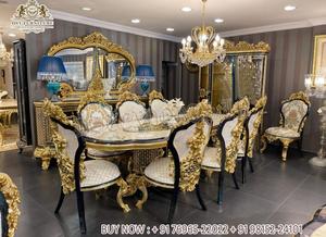 Ensemble de meubles de salle à manger européenne à thème classique parfait ensemble de table à manger poli platine ensemble de salle à manger Royal Kingdom - Product Image 3