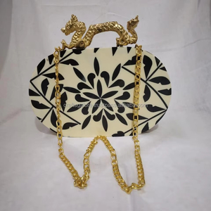 Caja de resina hecha a mano Embragues de mujer para bolsos de noche elegantes de India embragues de noche al por mayor a granel con asas de dragón - Product Image 1