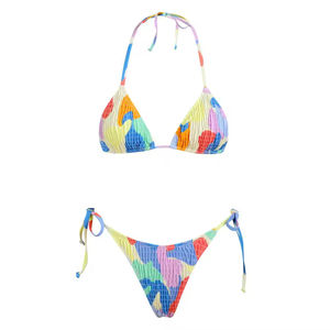 Nouveau Bikini 2 pièces col en V imprimé animal pour femmes sexy personnalisé Polyester/Spandex de qualité supérieure - Product Image 1