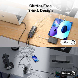 Concentrador USB TC111 7 en 1 de 2 a 7*1, estación de acoplamiento de 3,0 con puerto DC - Product Image 6