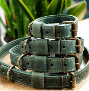 Gravure de mariage collier plat monogramme cadeau collier vert collier de chien en cuir pour lévrier et Whippet - Product Image 2