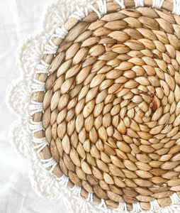 Sets de table en jacinthe d'eau macramé bohème, sets de table en bambou faits à la main - Product Image 5