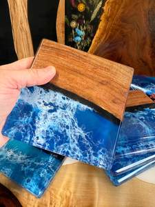 Custom Resin <b>Coaster</b> Set, Personalized Round Epoxy <b>Drink</b> <b>Coasters</b> with Glitter or Flowers, Creative Stone Gifting Idea - Product Image 5