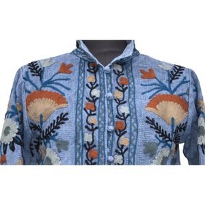 เสื้อแจ็คเก็ตผ้าฝ้าย TNT suzani ผู้หญิง, เสื้อโค้ทผ้าฝ้ายระบายอากาศลายดอกไม้สบายๆฤดูหนาว - Product Image 3