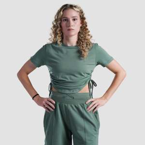 Active Shape Dark Green Crop Tee for Yoga Practice-Comfortable <b>Top</b> - Product Image 3
