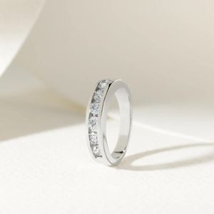 Round Cut Lab Grown Diamond Channel Set Sterling <b>Silver</b> Cute Wedding Band for Women - Product Image 3