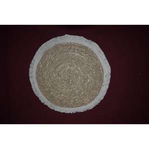 Manteles Individuales Redondos Modernos y Únicos, Manteles Individuales Tejidos Reutilizables de Pasto Marino con Flecos de Algodón - Product Image 3