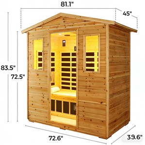 Sauna de infrarrojos lejanos para 3 personas, de madera de abeto antigua, con luz infrarroja media de 1950W, control por WiFi, Bluetooth y aplicación, para uso en interiores y exteriores. - Product Image 1
