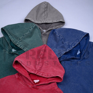 Sweat à capuche oversize pour homme, style streetwear, lavage intensif, personnalisable, en molleton épais 100% coton, collection Printemps, OEM/ODM - Product Image 3