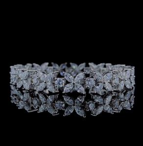 Flower Cluster Moissanite <b>Charm</b> <b>Bracelet</b> & Bangle <b>Sterling</b> <b>Silver</b> Luxury Jewelry for Wedding & Gift Ideas - Product Image 1