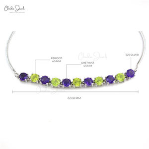 Hecho a mano 100% auténtico ajustable 925 pulsera de plata esterlina fabricante de joyería de moda-con peridoto verde amatista - Product Image 2