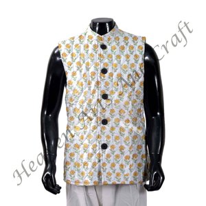 Veste en coton Kantha matelassée à la main, imprimé floral, technique, bouton court, manteau d'hiver tendance, veste en coton à imprimé bloc - Product Image 6