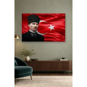 Fida Ataturk in Front of Waving Turkish Flag <b>Canvas</b> Print - Product Image 1