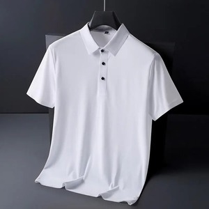 Summer Business Casual Menswear High-End Half Sleeve for Polo Shirt Jersey Fabric Solid Color Non-Marking Lapels Ice Silk Style - Product Image 4