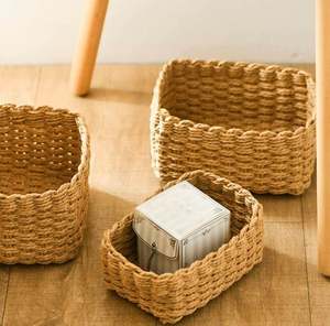 Best Selling Set of 3 <b>Rattan</b> <b>Storage</b> Baskets Rectangle Shape New Design Green Finished Perfect For Kitchenware Home Food <b>Storage</b> - Product Image 6