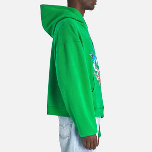Sudadera con capucha de gran tamaño Color verde de alta calidad para hombre de algodón grueso peso pesado francés Terry pulóver Sudadera con capucha personalizada Drop Shoulder Fleece - Product Image 3