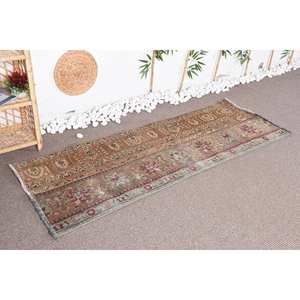 Alfombra de lana de pelo medio ecológica clásica de retales marrón verde 2,4x6,6 pies estilo bohemio comedor Rectangular a rayas abstracto - Product Image 2