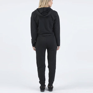 Ensemble de survêtement décontracté pour femme en coton doux, avec pantalon de survêtement à taille élastique, style usé - Product Image 2