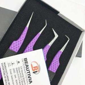 Pince à épiler en acier inoxydable enduite de poudre violette testée à la main Outil d'extension de cils durable Pointe pointue personnalisable - Product Image 6