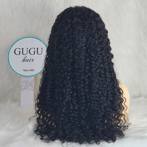 Perruques en gros, cheveux vierges, densité 200%, couleur noire, boucles profondes, dentelle transparente 5x5, perruques en cheveux humains vierges - Product Image 2