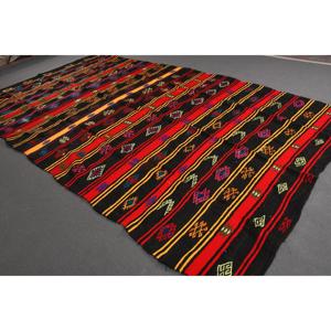 Tapis Kilim vintage 7x12,5 pieds, tapis turc, tapis en laine abstrait noir - Product Image 1