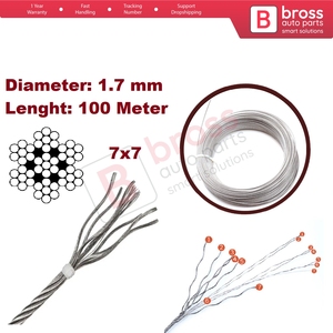 BWR5474 Window Regulator Repair Cable Steel Wire Rope 7x7 Diameter: 1.7 mm Length 100 <b>meter</b> for Car Window Regulator - Product Image 5