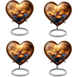 Juego de 4 urnas marrones de 3 pulgadas de estilo americano para cenizas, mariposa con diseño de flores, suministros funerarios - Product Image 1