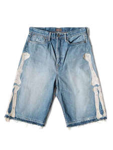 Pantalones cortos de mezclilla holgados de algodón de longitud media de verano para hombre con logotipo personalizado, ropa de calle medio suelta Vintage - Product Image 5